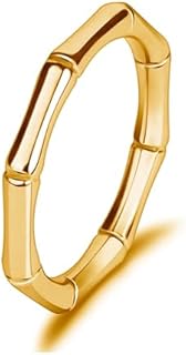 Gold Rings That Don't Tarnish Bamboo Rings for Women Gold Plated Bamboo Stackable Rings Geometrical Bamboo Ring Chunky Gold Rings Wedding Bands Dainty Engagement Ring for Wedding Gifts