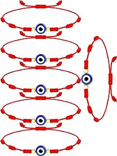 Cord and Braided Chains Evil Eye Bracelet in Red and Black Beads for Men, Women, and Babies - Adjustable 7 Knot Protection Kabbalah Design