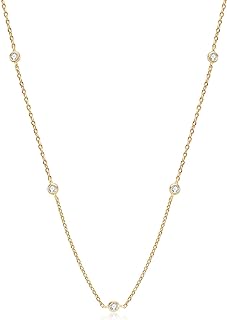 Adjustable Sterling Silver Tennis Necklace with Moissanite Diamond Choker for Women, Dainty Cable Chain Design