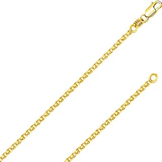 Italian Fashions REAL Solid 14K Yellow Gold 1.50mm,1.7mm, 2.0mm Flat Open Wheat Spiga Chain Necklace with Lobster Claw Clasp | Multiple Lengths Available | Men Women | MADE IN ITALY