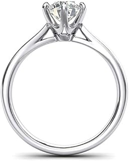 LANDA JEWEL Sterling Silver 2.0 CT Classic 6-Prong Solitaire Simulated Diamond Engagement Ring Promise Bridal Wedding Ring
