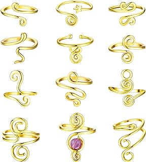 HAIAISO 12PCS Adjustable Toe Rings for Women Gold Silver Open African Toe Rings Summer Beach Foot Jewelry Set