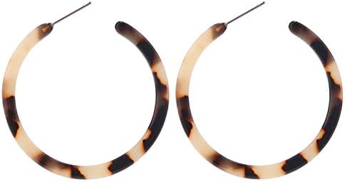 BaubleStar Tortoise Shell Resin Hoop Earrings Fashion Jewelry