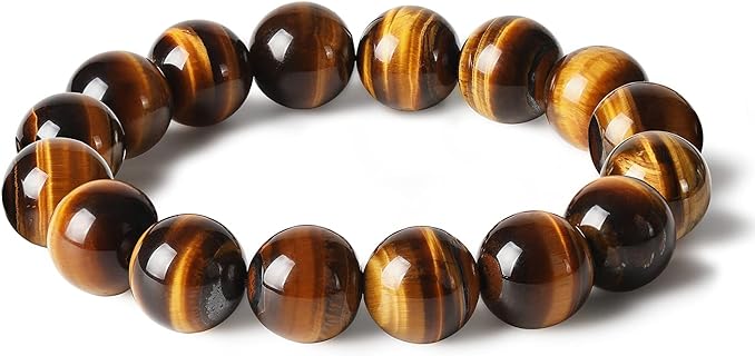 Tiger Eye Bracelet, Natural Tiger Eye Stone Stress Relief, Yoga Beaded Bracelets，Healing Bracelet for Men Women