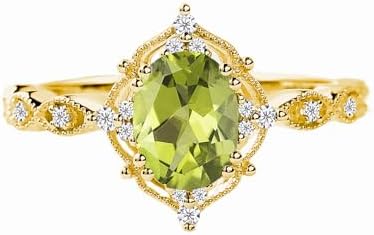 10K 14K 18K Gold 1 Carat Oval Gemstone Vintage Engagement Ring with Real Diamond for Women, Birthstone Wedding Promise Gift Ring for Her (I2-I3 Clarity) Alexandrite