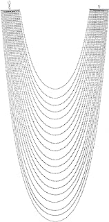 COOLSTEELANDBEYOND Long Statement Necklace Waterfall Multi-Strand Ball Chains Pendant, Dress Prom Party