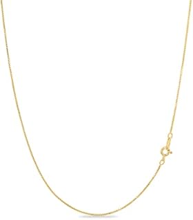 KEZEF 18k Gold Over Sterling Silver 1mm Box Chain Necklace Made in Italy | Sterling Silver Necklace Chain For Women | Gold Chain Necklace for Women, Men & Girls