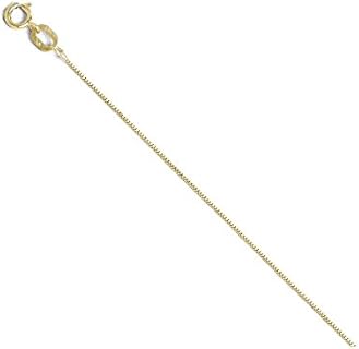 Delicate 10kt Yellow Gold Baby Box Chain Necklace with Lobster Clasp, Ideal for Everyday Elegance or Formal Attire, 20 Inches Length