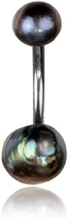 Authentic and Natural Pearl Belly Button Ring Piercing for Women - Navel Belly Button Rings with Surgical Steel