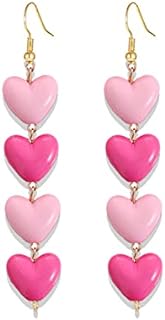 Valentine's Day Acrylic Geometric Dangle Earrings with French Wire Back Finding for Women, Interlocking Heart Design