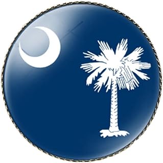 Classic South Carolina Flag Pin Milk Glass Brooch with Secure Pin Clasp, Unisex Design - Perfect for Hats, Clothes or Backpacks