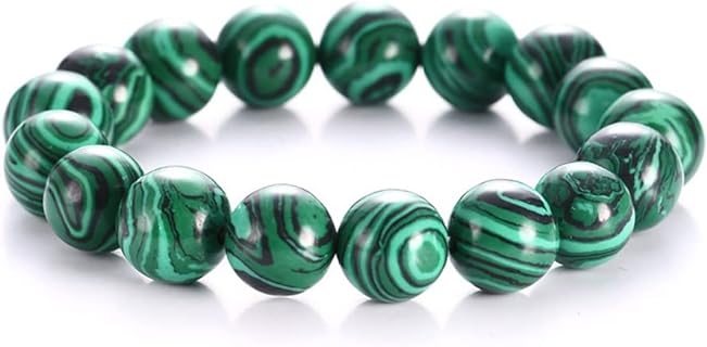 6/8/10/12/14mm Round Natural Malachite Beaded Bracelet Dainty Gemstone Bangle Malachite Stone Stretch Bracelets Yoga Healing Crystals Quartz Chakra Bracelet for Women Men Girls Gifts