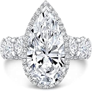 Vintage Sterling Silver Clasp Type Ring with Hidden Halo Pear Cut 7 CT VVS1 Colorless Moissanite Stone for Engagements or Anniversaries, Antique Ring Design