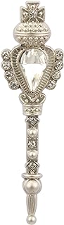 Knighthood Silver Key with Transparent Stone and Swarovski Detailing Lapel Pin Brooch