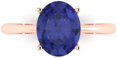 Clara Pucci 2.5 ct Oval Tanzanite Engagement Ring in 14k Rose Gold for Ladies