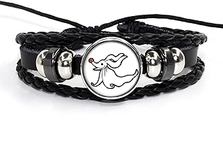 Twin Six Nightmare before Christmas Horror Jack Zero The Dog Oogie Boogi Bracelet Charm, Black Leather Hand Chain Bracelets