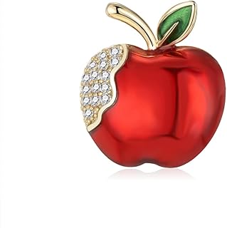 Elegant WEMSPF Alloy Metal Apple Brooch with Secure Pin and Sparkling Crystal Accent, Perfect Jewelry Gift for Women featuring Charming Red Apple Design