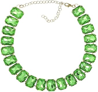 JNF Crystal Rhinestone Choker Collar Necklace For Women Colorful Gemstones Neck Chain Trendy Sparkly Statement Piece Crystal Rhinestone Bib Necklace
