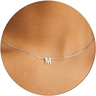 Gold Initial Necklaces for Women, Dainty 14k Gold Plated Letter Choker Necklace Cute Monogram Necklace Tiny Initial Pendant Necklace for Women Simple Gold Jewelry Gift for Girls…