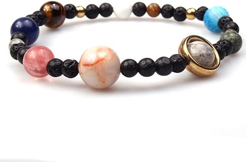 No-Clasp Solar System Bead Bracelet on Bead Chain for Women - Tenghong2021 Cosmically-Inspired Alloy Bangle Gift