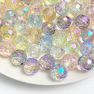 BERMRO UV Transparent Acrylic Bracelet Beads, 16mm Round Clear Beads for Vibrant DIY Handmade Bracelets, Necklaces & Phone Chains - Craft Supplies for Creative Jewelry Making
