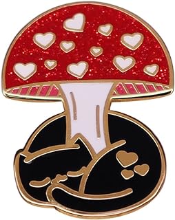 Black Cat And Red Mushroom Flash Brooch Metal Enamel Lapel Badge Cute Funy Cartoon Accessories Denim Jacket Backpack Pin Given Friends And Fans Gifts