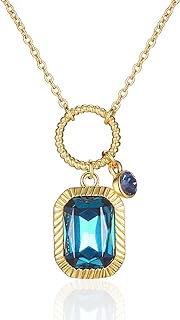 mikimini Elegance Necklace – with Crystal Embellishments Enchanting Pendant Necklace with Small Bead and Dangling Large Pendant