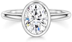 CZ Engagement Ring for Women, oval cut bezel style CZ Solitaire Promise Rings, D Color VVS1 Simulated Diamond 925 Sterling Silver Rings