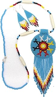 Lavivia Native American Style Set - CZ Glass Seed Bead Necklace & Earrings with Lobster Clasp - Hypoallergenic, Versatile & Lightweight Design for Women