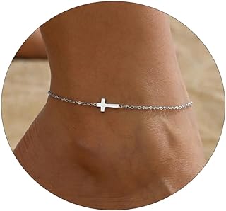Havopso Dainty Ankle Bracelets for Women,18K Gold Plated Tiny Cross Satellite Chain Anklets Y Shaped CZ Ankle Bracelet Jewelry Minimalist Summer Beach Foot Jewelry Gifts for Women Girls