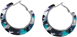 C Shape Hoop Earrings Bohemia Acrylic Resin Round Circle Stud Earrings for Women Girls Leopard Print Jewelry