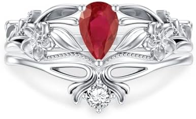 Sterling Silver Clasp, Pear Shaped Amethyst Engagement Ring with Leaf Design for Women