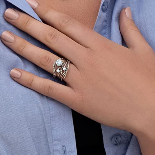 JEAN RACHEL JEWELRY 925 Sterling Silver Ring With a White Round Clear Cubic Zirconia CZ Prong, Hypoallergenic, Nickel and Lead-free, Artisan Handcrafted Designer Collection, Made in Israel