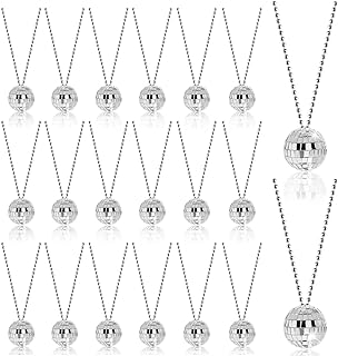Vibrant Mini Disco Ball Necklace with Bead Chain - Durable Glass and Plastic Pendant for Parties, Rely2016