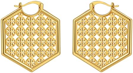 Gold Earrings for Women | 14K Gold Plated Vintage Mesh Braided Filigree Textured Geometric Hoop Earrings Jewelry Gifts