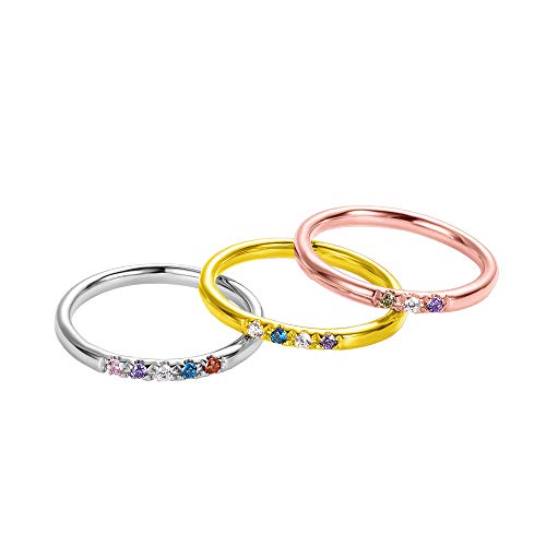 AILIN Custom 1 2 3 4 5 6 7 8 9 10 11 12 13 Stackable Birthstone Rings For Women 925 Sterling Silver Personalized Stacking Rings For Her Mother Girls Christmas Birthday Gifts For Girlfriends