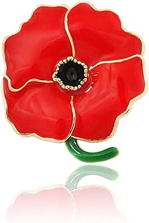 Stainless Steel Poppy Brooch Pin for Remembrance, Versatile Enamel Flower Badge with Pin Clasp for Soldiers, Veterans & Collectors - Unisex Design