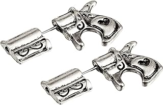 ANDPAI Unisex Black Punk Gun Pistol Stud Earrings with Push Back Closure - Statement Alloy Metal Jewelry for Men and Women