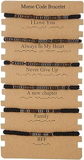Morse Code Bracelets for Women Men Gifts for Her Best Friend Funny Inspirational Bracelets for Women Girls Jewelry Adjustable Silk Beaded Wrap Bracelet