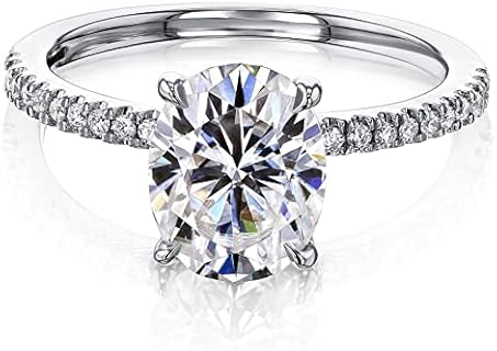 MRENITE Gold Oval Cut Moissanite Engagement Ring with Rhinestone for Women, Dazzling Solitaire Design