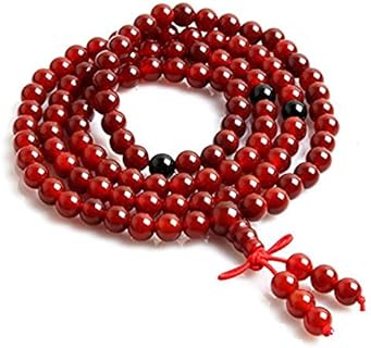 Red Carnelian Mala Beads Necklace Tibetan mala w/Black Onyx spacers 6mm 108 Buddhist Prayer Beads Energized Yoga Jewelry Meditation mala w/Velvet or 100% Jute Pouch