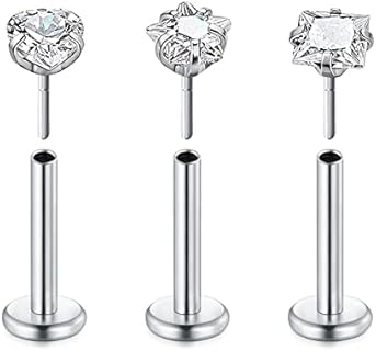 Threadless Stainless Steel Nose Ring - Push Back Clasp, Unisex Design, Ideal for Lip, Helix, Conch Piercings - D.Bella Surgical Steel Body Jewelry