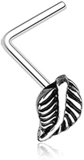 Chic Vintage Leaf Icon Nose Ring with 316L Surgical Steel Clasp for Unisex Leaf Design