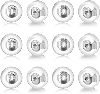 Yolev 18K Gold-Plated Secure Earring Backs for Studs in Silver Silicone with Reliable Design for Heavy Earrings - All Shapes and Designs