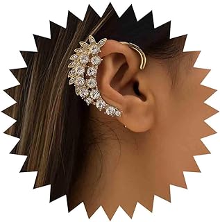 Rhinestone-Embellished Wrap Around Earrings with Silver Push Back, Climber Design, Ideal for Women and Girls