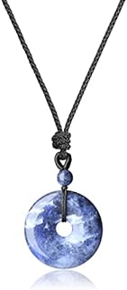 AmorWing Chinese Donut Pendant Sodalite Crystal Pendant Necklace