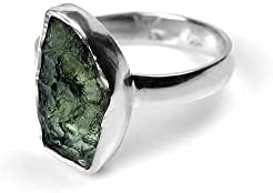 100% Natural Czech Moldavite Rough Ring With Certified Gemstone 925 Solid Sterling Silver Handmade Designer Jewelry, Leaf Design