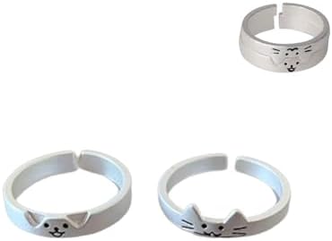 Adjustable Copper Cat Engagement Ring for Couples and Animal Lovers, Stackable Silver Design