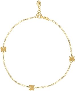14k Yellow Gold Womens Polished Finish Butterfly Angel Wings Anklet Jewelry for Women