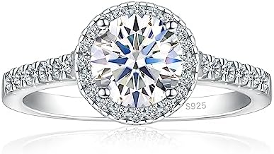 1.2CT 925 Sterling Silver Engagement Rings for Women Round Cut Halo Cubic Zirconia Promise Rings for Her Size 4-12